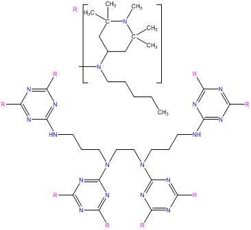 a bend of methylated high molecular weight light stabilizer powerstab 119 and oligomeric powerstab 622